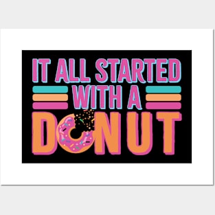 vintage it all started with a donut Posters and Art